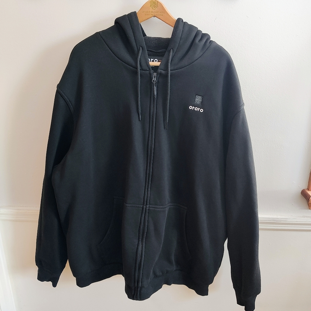 ORORO Men's Heated Apparel Black Hoodie Sz 3XL *Missing Battery Pack + Tiny Flaw